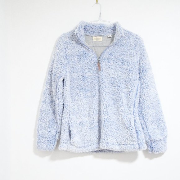 NEW Light Blue Fluffy Cloud Fleece Quarter Zip Pullover Sherpa Jacket | Size M - Picture 6 of 12